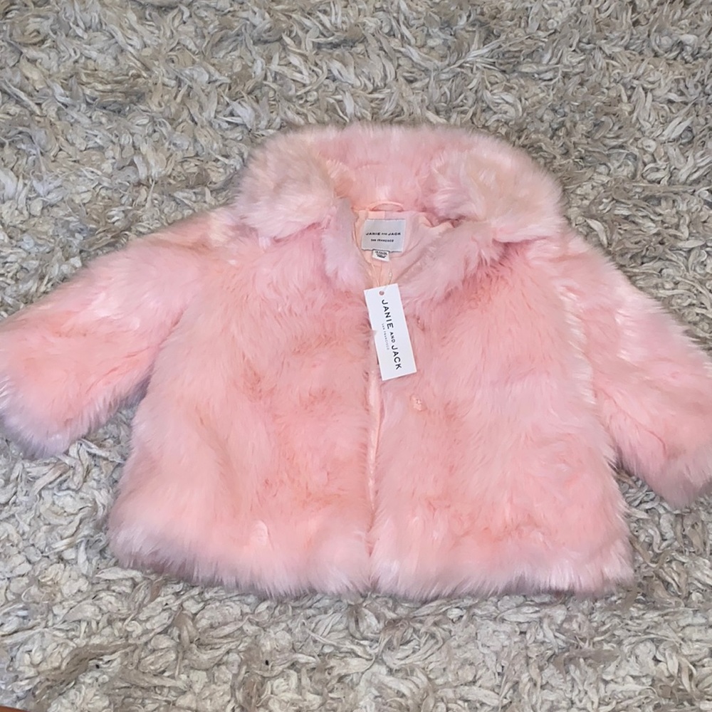 Janie AND Jack toddler faux pink fur coat